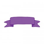 紫色のラフな手描きリボン・帯イラスト
