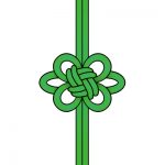 緑色の飾り結び（菊結び）のイラスト