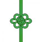 緑色の飾り結び（菊結び）のイラスト