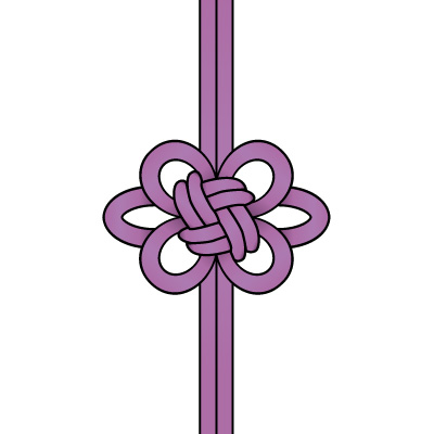 紫色の飾り結び（菊結び）のイラスト