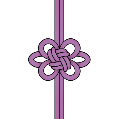 紫色の飾り結び(菊結び)のイラスト