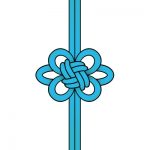 青色の飾り結び（菊結び）のイラスト