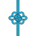青色の飾り結び（菊結び）のイラスト