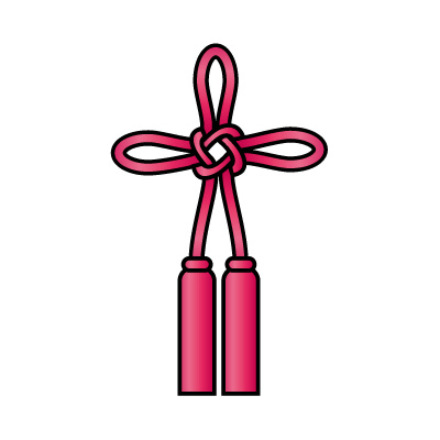 ピンク色の総角結び（あげまき）のイラスト