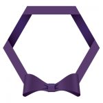 紫色のリボン・帯の六角フレームイラスト