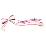「Congratulations!!」の文字入り、ピンク色のリボン・帯のイラスト