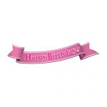 「Happy birthday!」の文字入り、ピンク色の帯のイラスト